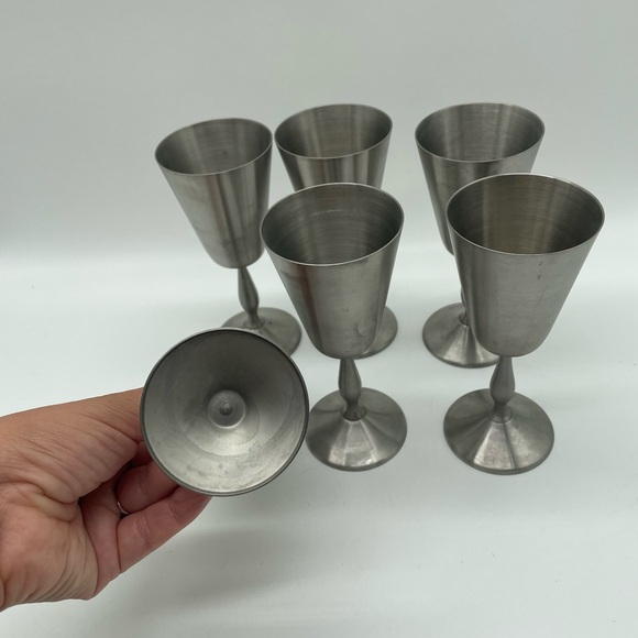 Pewter Goblet Chalis & Creamer & Sugar Server - Picture 7 of 8